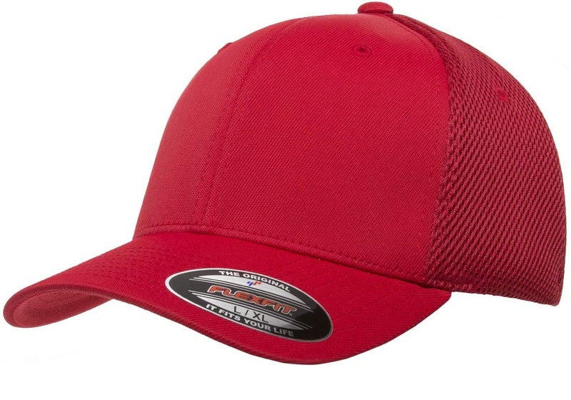 Flexfit Unisex Ultrafibre Airmesh Fitted Trucker Hat, Red, Small-Medium - Image 1